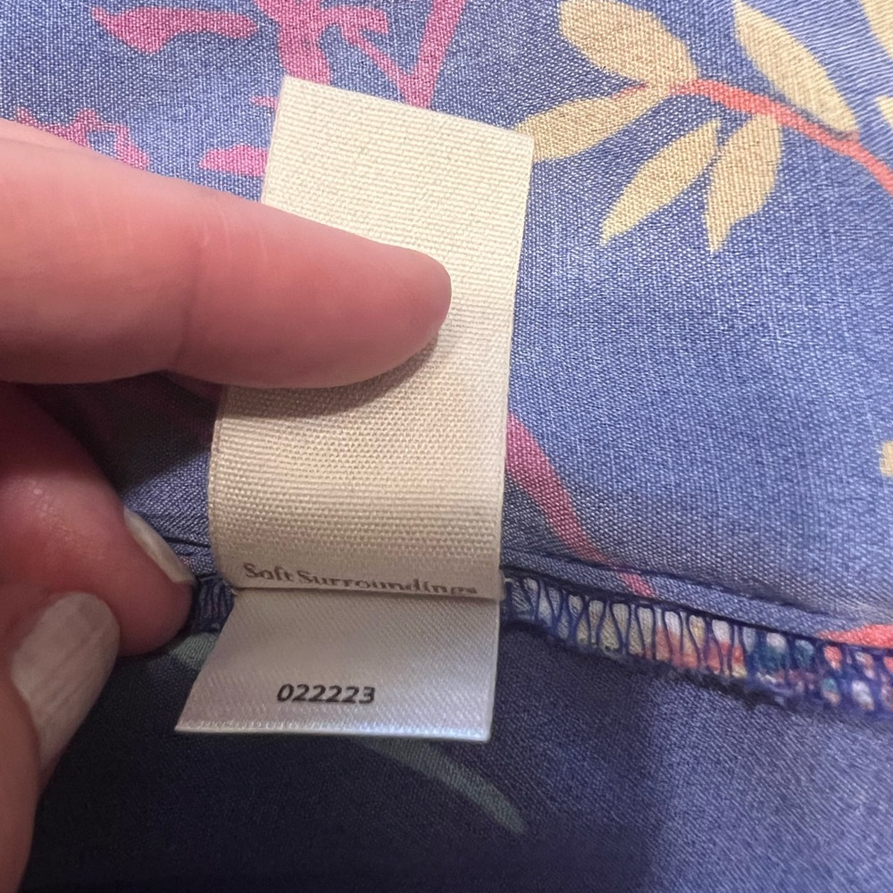 Soft Surroundings Hermosa Floral Multi color Print Blouse w Embroidery Sz XL - Picture 12 of 12